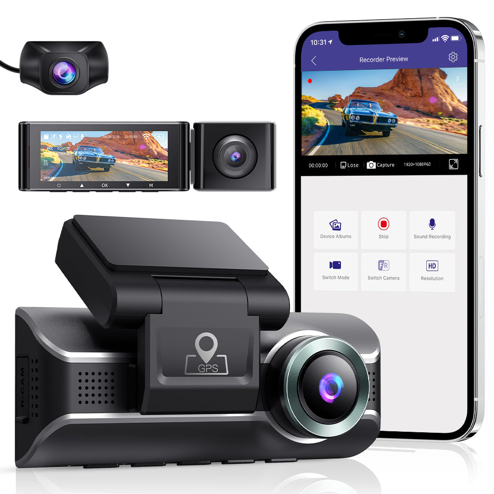 AZDOME M550 3 Channel Front Cabin Rear 4K Ultra High-Definition Dash Camera + Dual 1080P Dashcam Recorder GPS WIFI IR G-sensor - Elegant Lighting