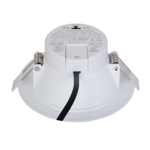 10W Dimmable Integrated Driver LED Downlight CCT Changeable SAA Approved 70mm cutout - Elegant Lighting.