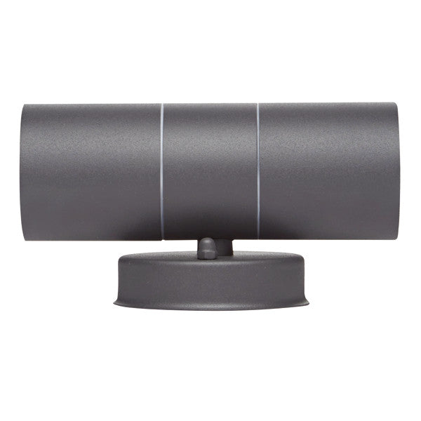 Matt Grey Stainless Steel Outdoor Up and Down Wall Light GU10 LED bulb included - Elegant Lighting.
